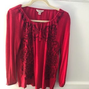 Lucky Brand Peasant Top in Red